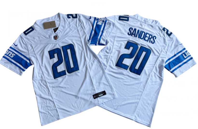 Men's Detroit Lions #20 Barry Sanders White 2023 F.U.S.E. Vapor Untouchable Limited Jersey